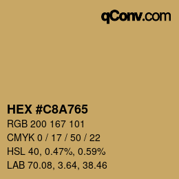 Farbcode: HEX #C8A765 | qconv.com