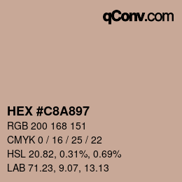 Farbcode: HEX #C8A897 | qconv.com