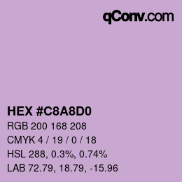 Color code: HEX #C8A8D0 | qconv.com