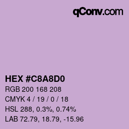 カラーコード: HEX #C8A8D0 | qconv.com