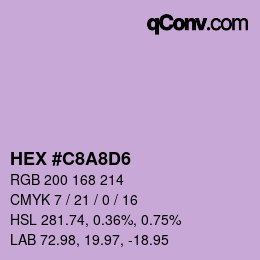 カラーコード: HEX #C8A8D6 | qconv.com