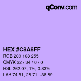 Código de color: HEX #C8A8FF | qconv.com