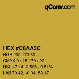 Color code: HEX #C8AA3C | qconv.com