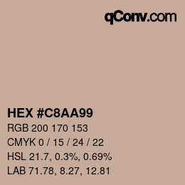 颜色代码: HEX #C8AA99 | qconv.com