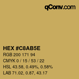 Code couleur: HEX #C8AB5E | qconv.com