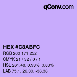 Color code: HEX #C8ABFC | qconv.com