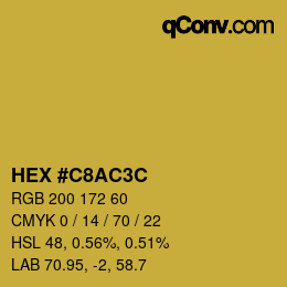 カラーコード: HEX #C8AC3C | qconv.com