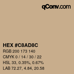 Color code: HEX #C8AD8C | qconv.com
