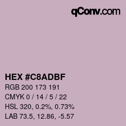 颜色代码: HEX #C8ADBF | qconv.com