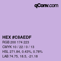 カラーコード: HEX #C8AEDF | qconv.com