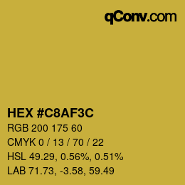 カラーコード: HEX #C8AF3C | qconv.com