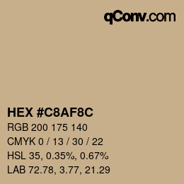 Color code: HEX #C8AF8C | qconv.com