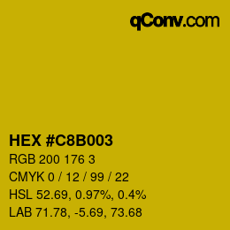 カラーコード: HEX #C8B003 | qconv.com