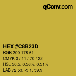 颜色代码: HEX #C8B23D | qconv.com