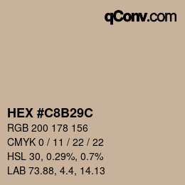 Color code: HEX #C8B29C | qconv.com