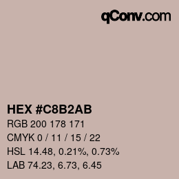 Color code: HEX #C8B2AB | qconv.com