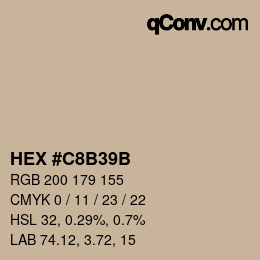 颜色代码: HEX #C8B39B | qconv.com