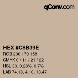 Farbcode: HEX #C8B39E | qconv.com