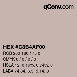 Color code: HEX #C8B4AF00 | qconv.com