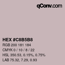 颜色代码: HEX #C8B5B8 | qconv.com