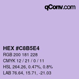 カラーコード: HEX #C8B5E4 | qconv.com