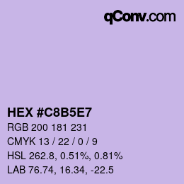 Farbcode: HEX #C8B5E7 | qconv.com