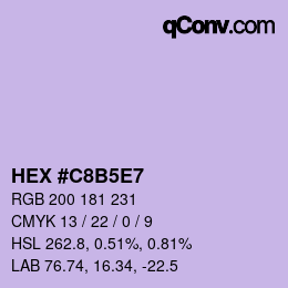 Color code: HEX #C8B5E7 | qconv.com