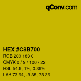 颜色代码: HEX #C8B700 | qconv.com