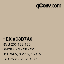 カラーコード: HEX #C8B7A0 | qconv.com