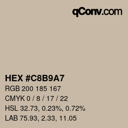 Farbcode: HEX #C8B9A7 | qconv.com