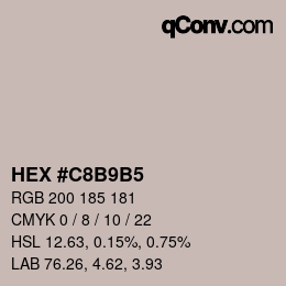 Color code: HEX #C8B9B5 | qconv.com