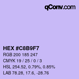 カラーコード: HEX #C8B9F7 | qconv.com