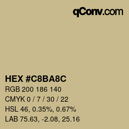 Color code: HEX #C8BA8C | qconv.com