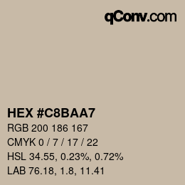 Color code: HEX #C8BAA7 | qconv.com
