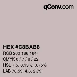 カラーコード: HEX #C8BAB8 | qconv.com