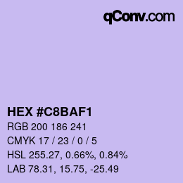 Color code: HEX #C8BAF1 | qconv.com