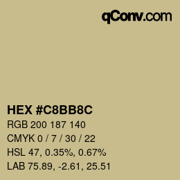 Color code: HEX #C8BB8C | qconv.com