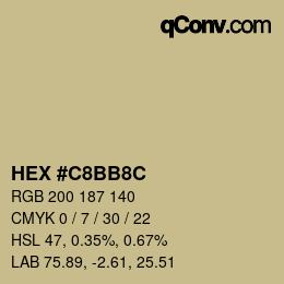 Color code: HEX #C8BB8C | qconv.com