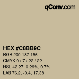Color code: HEX #C8BB9C | qconv.com