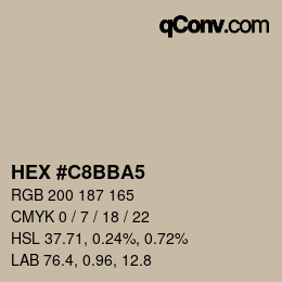 Farbcode: HEX #C8BBA5 | qconv.com