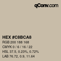 颜色代码: HEX #C8BCA8 | qconv.com