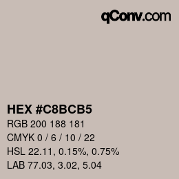 Color code: HEX #C8BCB5 | qconv.com