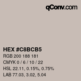 Color code: HEX #C8BCB5 | qconv.com