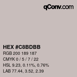 Color code: HEX #C8BDBB | qconv.com