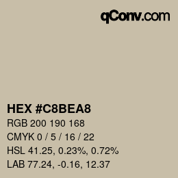 颜色代码: HEX #C8BEA8 | qconv.com