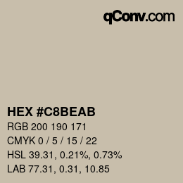 Color code: HEX #C8BEAB | qconv.com