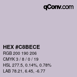 Color code: HEX #C8BECE | qconv.com