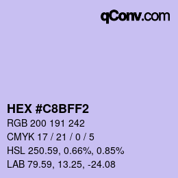 Color code: HEX #C8BFF2 | qconv.com