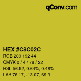 Color code: HEX #C8C02C | qconv.com