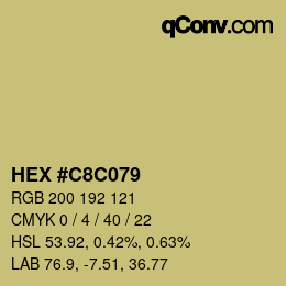 カラーコード: HEX #C8C079 | qconv.com